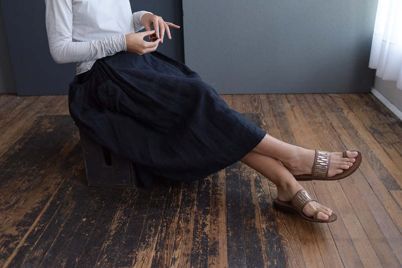 Marc le Bihan Double Layer Linen Skirt - Black | Garmentory