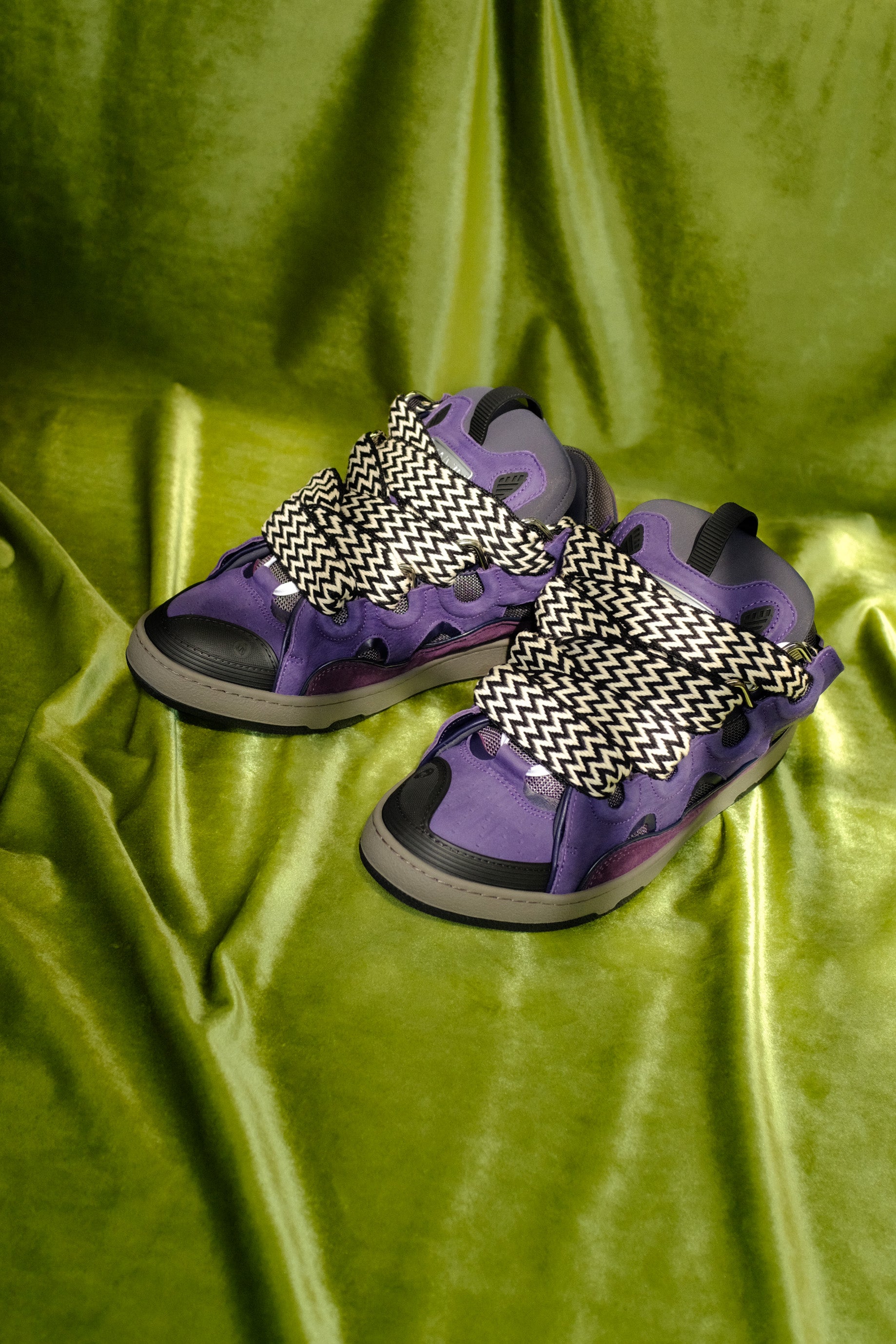 LANVIN CURB PURPLE AND YELLOW SNEAKERS