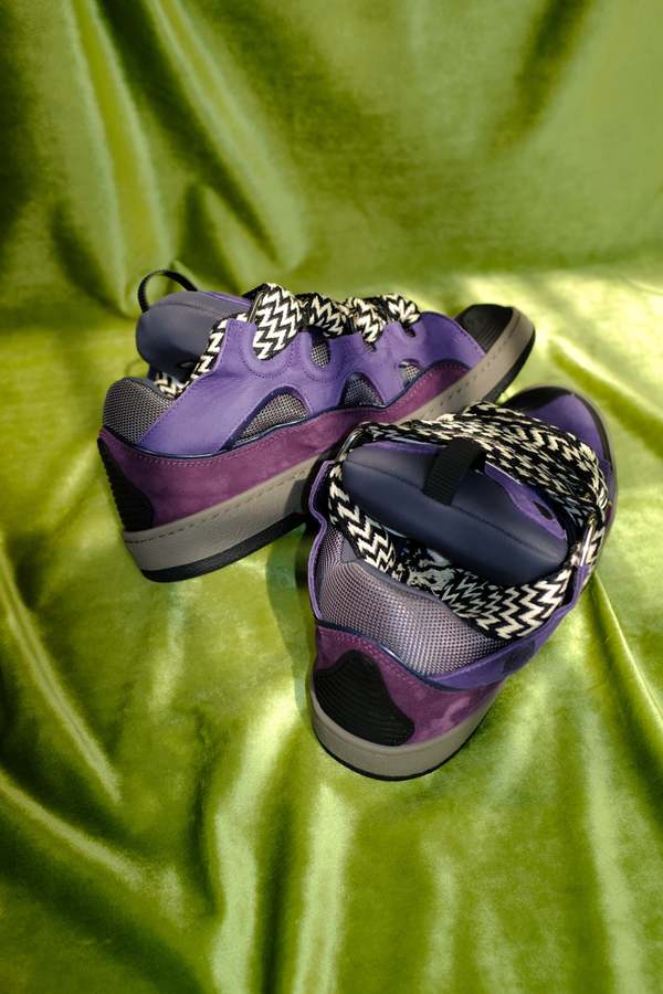 Lanvin Grape Leather Curb Sneakers - purple | Garmentory