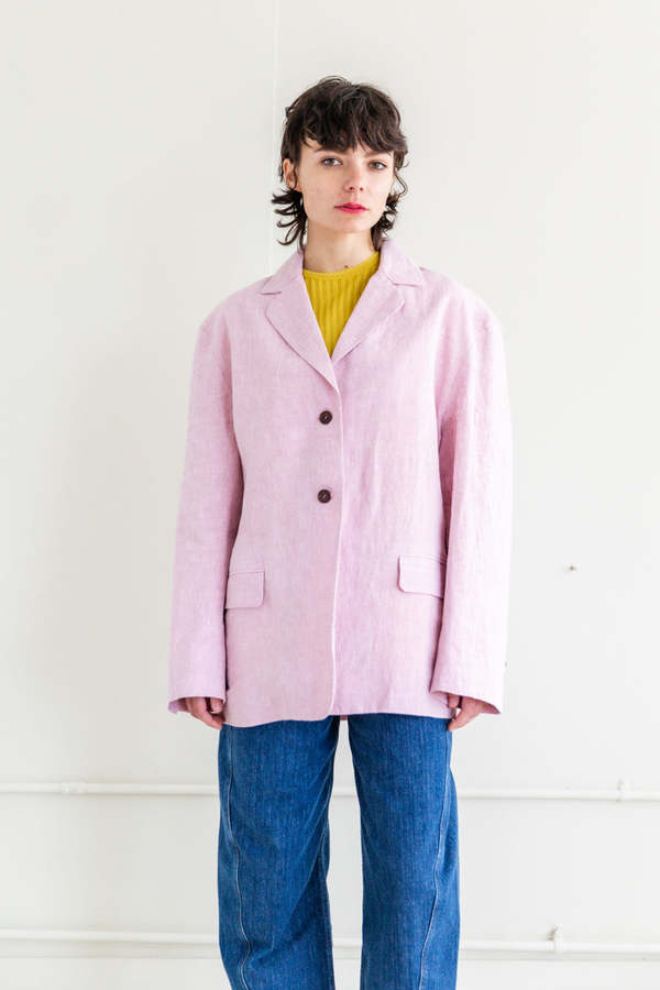 Cawley Studio Andie Linen Blazer - Washed Pink | Garmentory