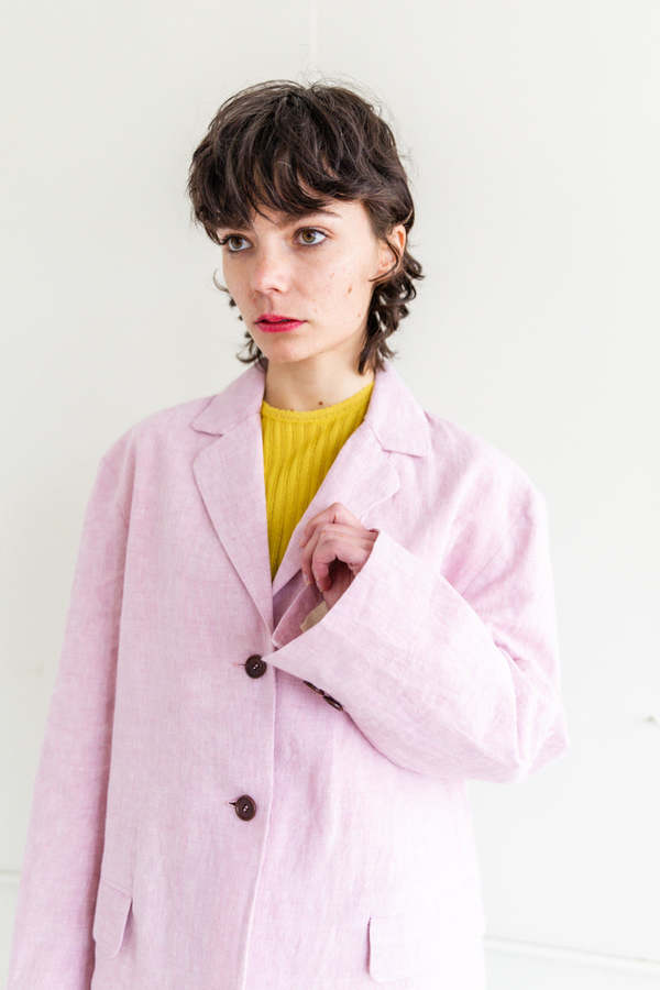 Cawley Studio Andie Linen Blazer - Washed Pink | Garmentory