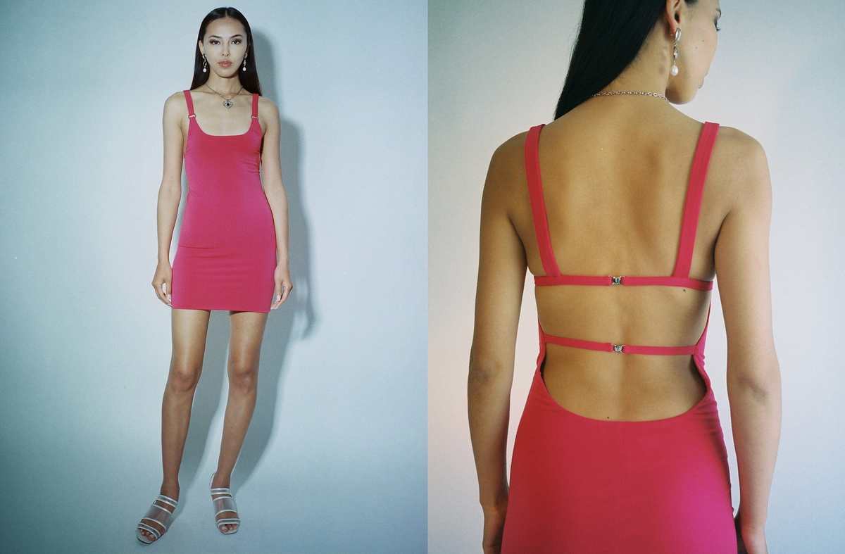 Fuchsia Open Back Mini Dress - Image 6 of 6