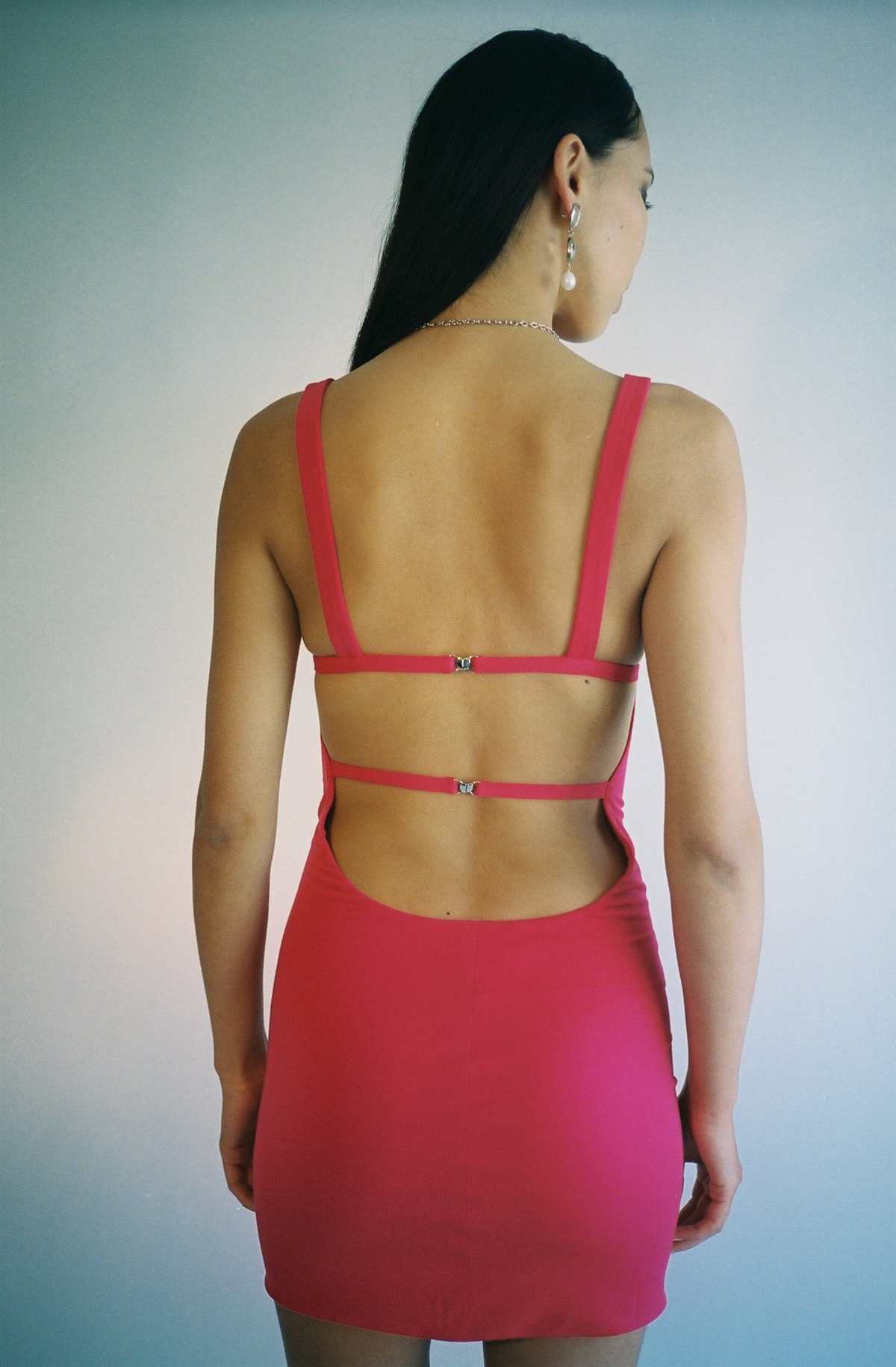 Fuchsia Open Back Mini Dress - Image 3 of 6