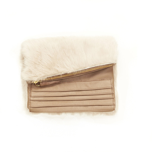Collina Strada Nico Clutch Taupe Fur Collina Strada Nico Clutch Taupe Fur