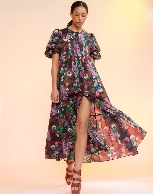 Coral Print Voile Dress | Garmentory