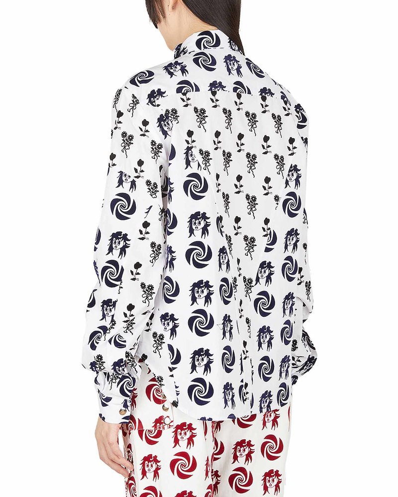 Chopova Lowena Flocked Graphic Motif Shirt - white | Garmentory