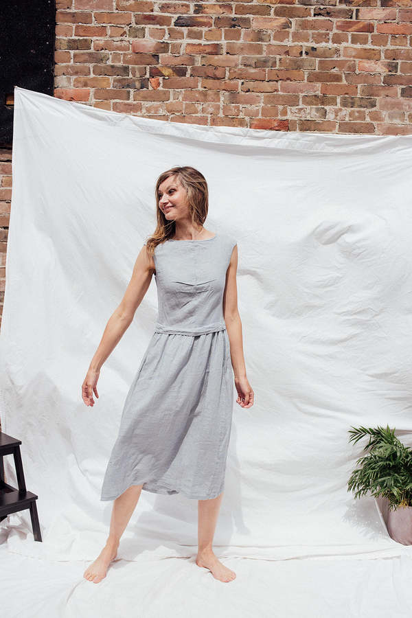 Yuvita Linens Tea Dress - Blue Sage | Garmentory