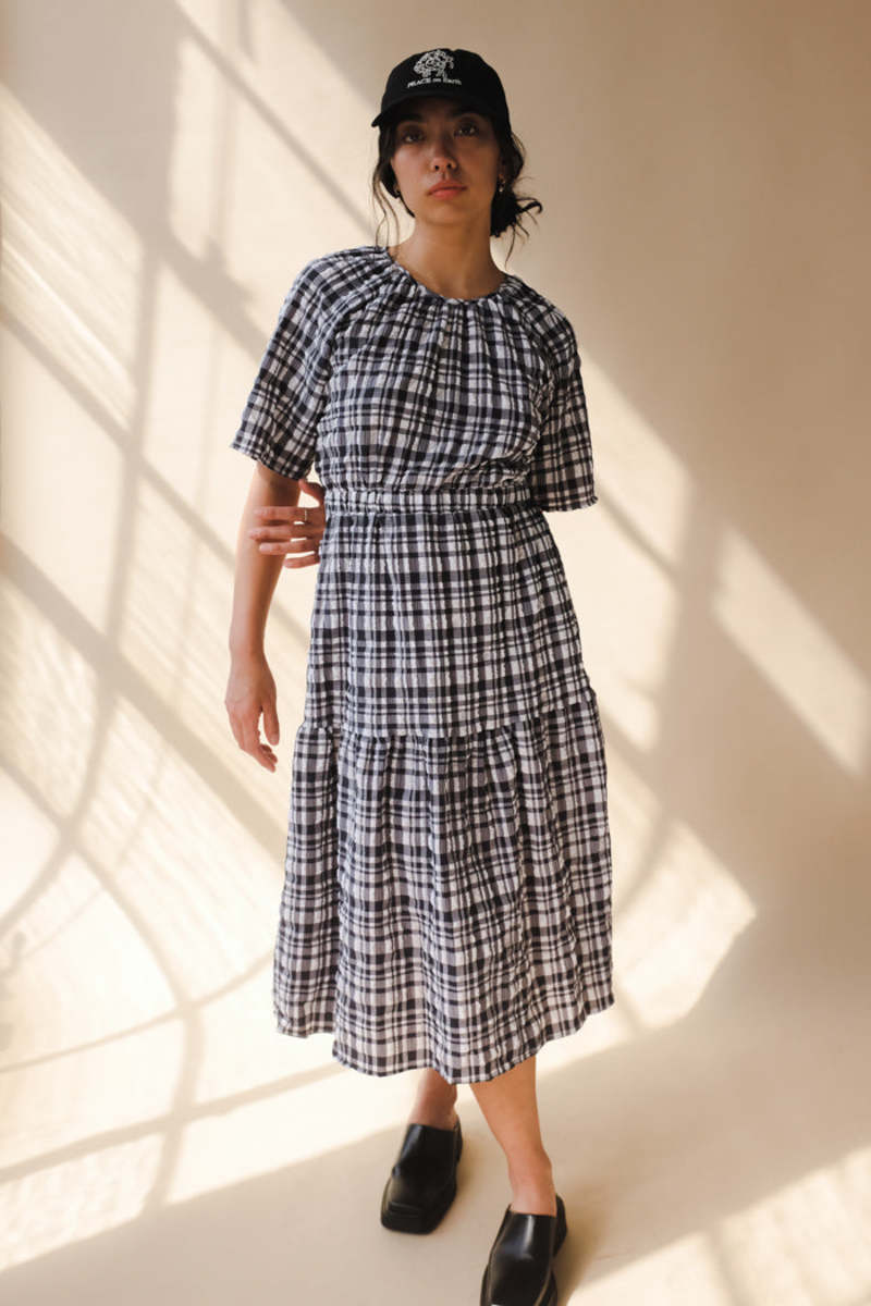 Just Female Hamilton Cut Dress - Evening Blue Plaid | Garmentory