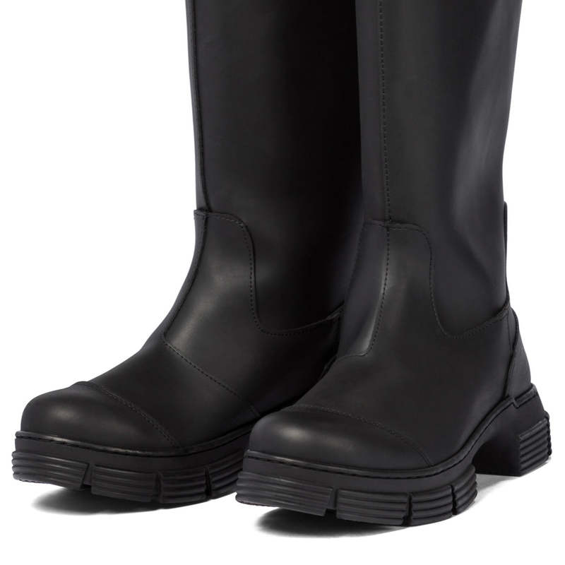 Ganni Recycled Rubber Country Boot - Black | Garmentory