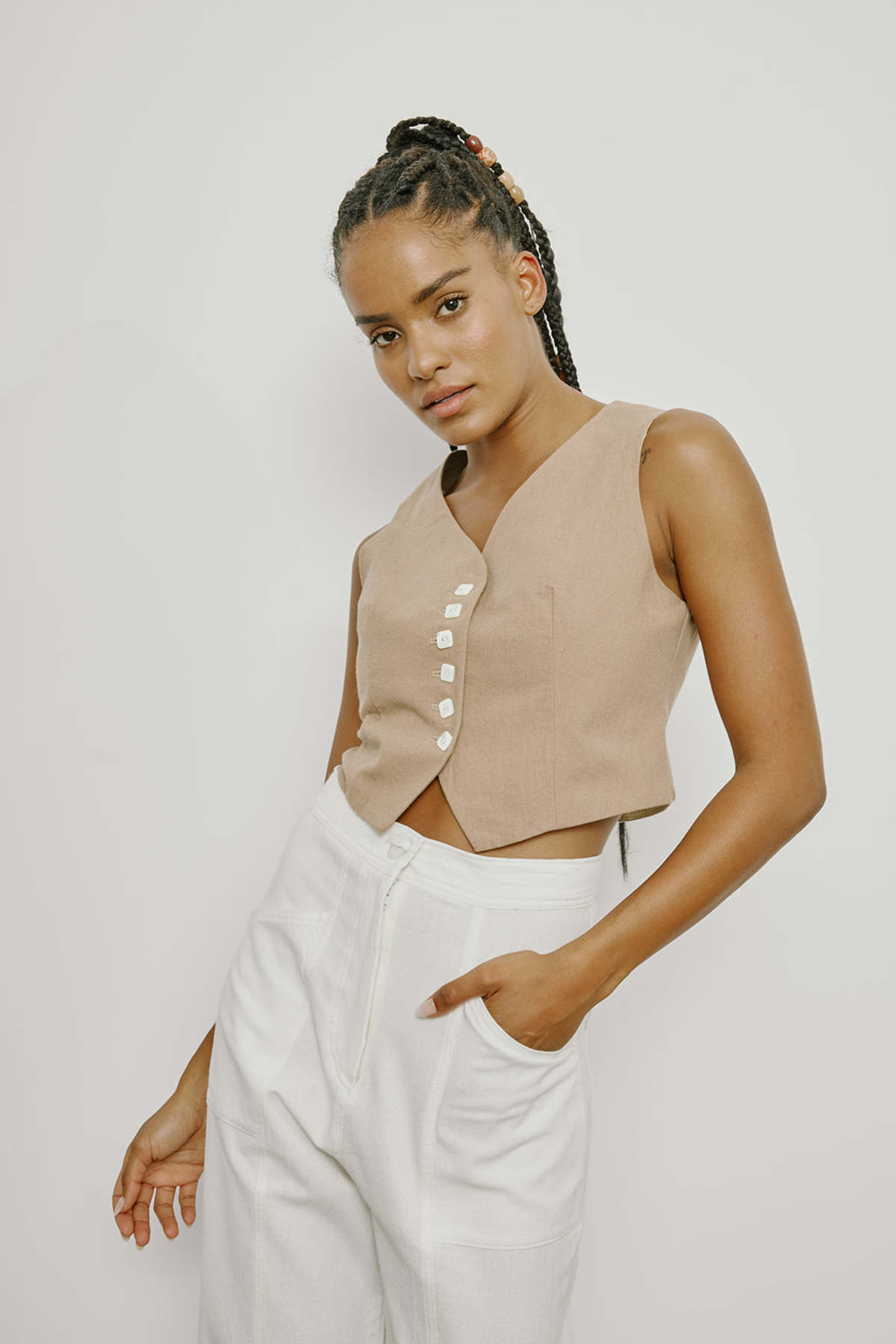 Muse the Label Tova Vest - Dune - Image 1 of 5