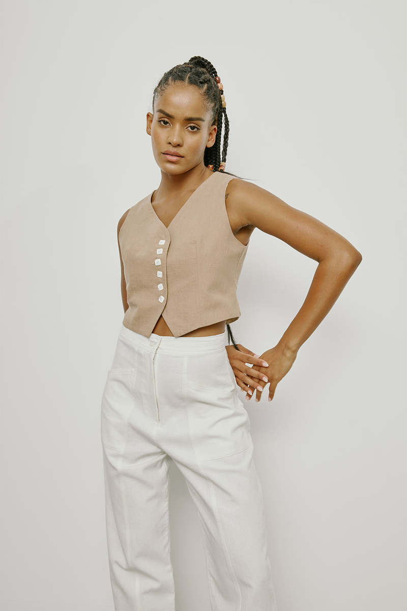 Muse the Label Tova Vest - Dune