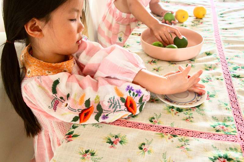 Kids Bonjour Diary Embroidered Tunique Blouse - Pink Stripe