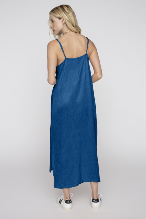 Stateside Satin Jacquard Step-Up Dress - Deep Sea Blue