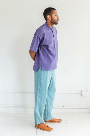 Auralee Super Fine Cotton Salt Shrink Pique Big Polo - Purple