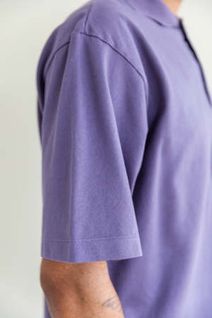 Auralee Super Fine Cotton Salt Shrink Pique Big Polo - Purple