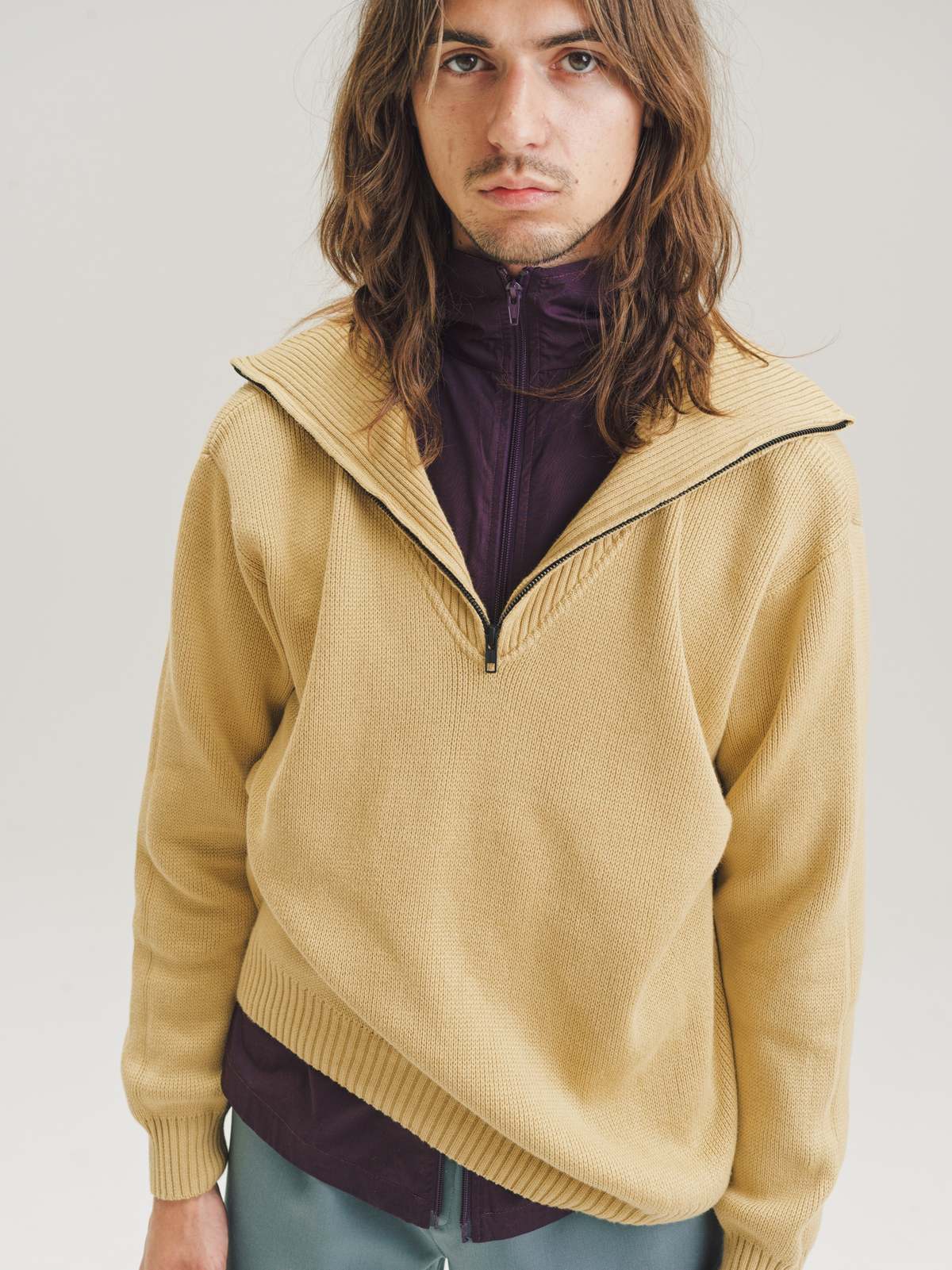 【美品Mサイズ】GR10K INCOGNITO HALF ZIP TOP GR10K Hay Cotton Guardia Half Zip Sweater - Yellow | Garmentory