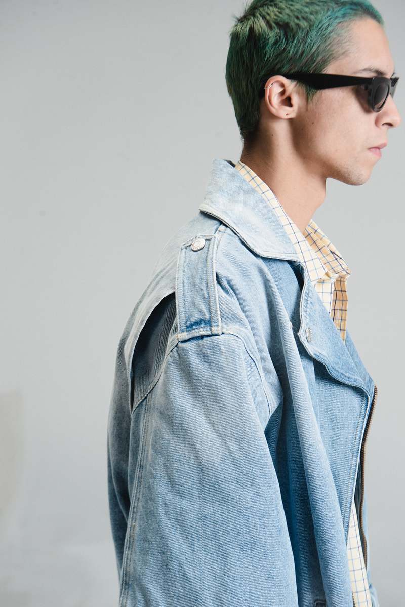 Martine Rose Supersized Biker Jacket - Washed Blue Denim