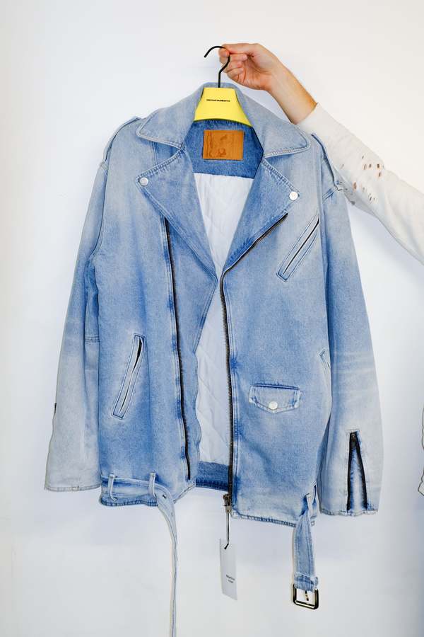Martine Rose Supersized Biker Jacket - Washed Blue Denim