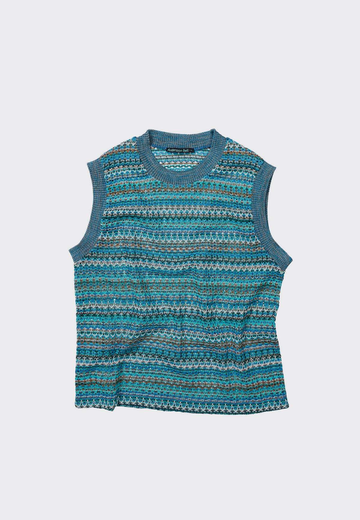 ANDERSSON BELL Monaco22 Sheer Knit Vest - Pale Jade Multi