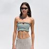 Ganni Cotton Suiting Strapless Top - Gray - Thumbnail 1