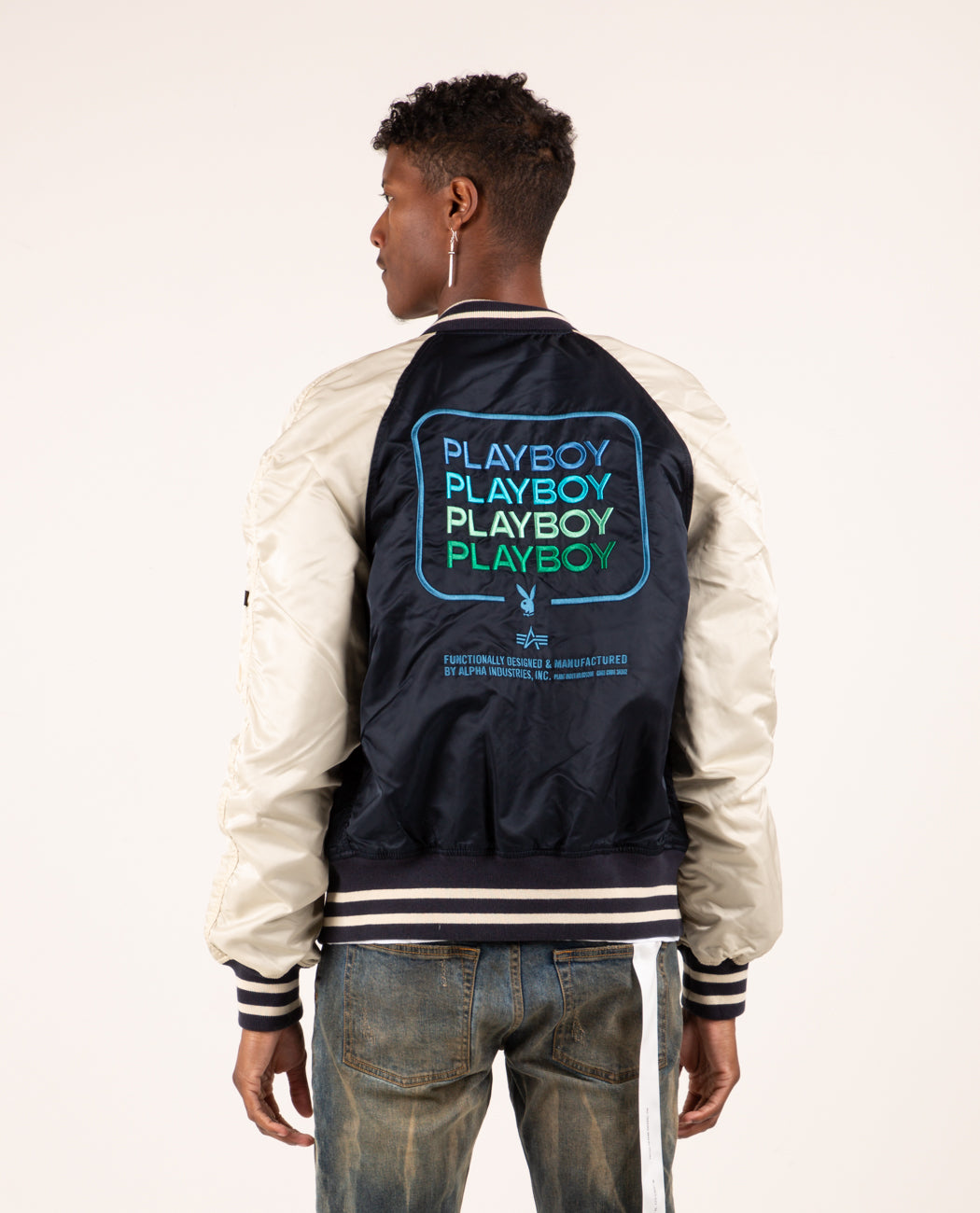 ALPHA INDUSTRIES Playboy Multi Stack Bomber Jacket Navy Garmentory