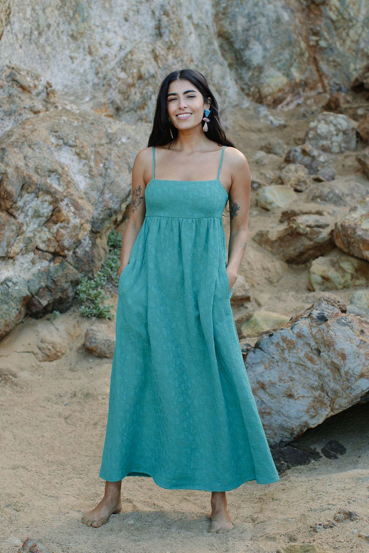 knee length dresses for ladies PLUM LINEN DRESS CARAMEL main image 0