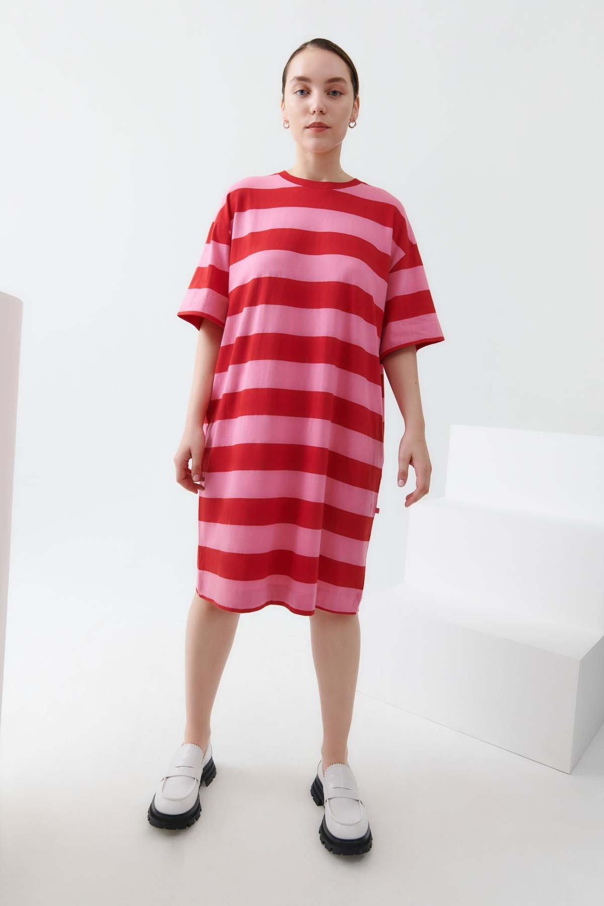 Kowtow T-Shirt Dress - Red/Pink Stripe | Garmentory