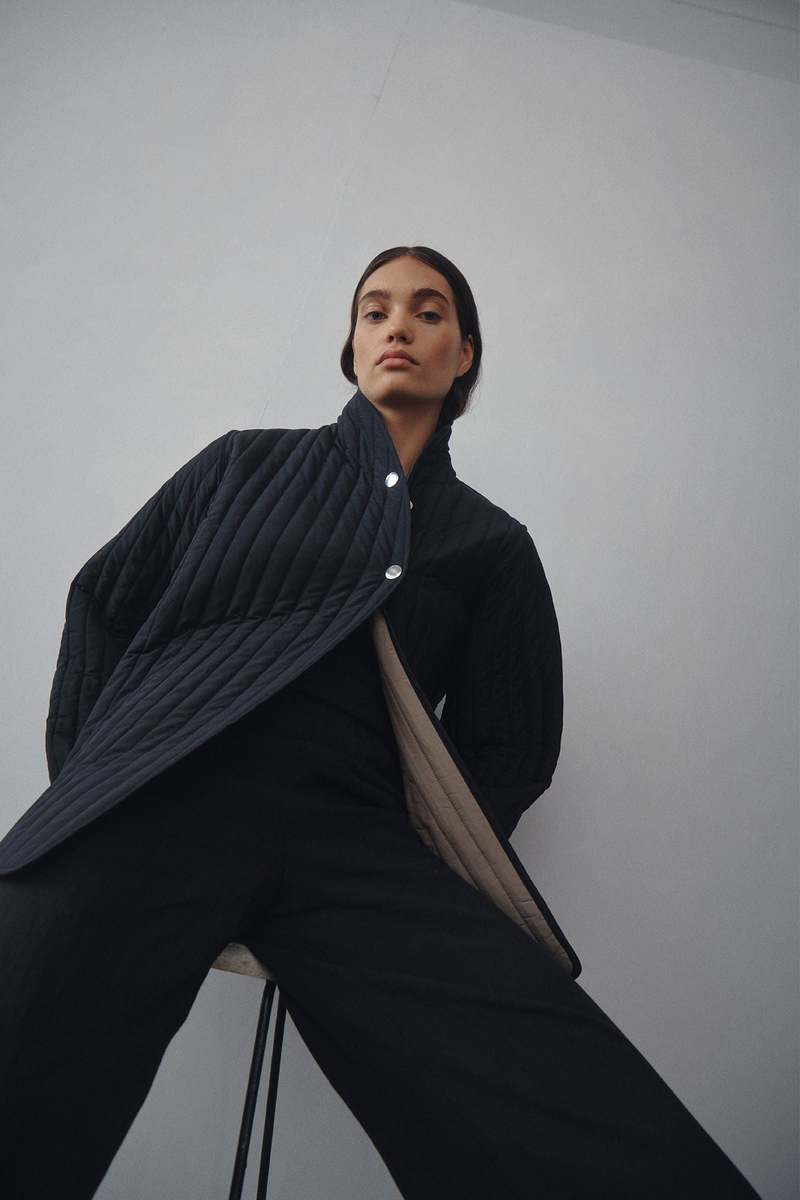 black viscose striped Alberto mini jacket