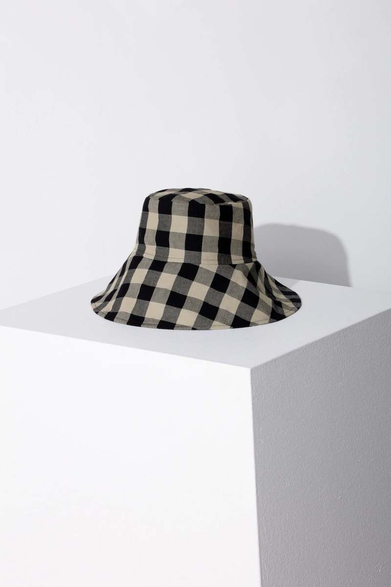 Janessa Leone Darcy bucket hat Janessa Leone Darcy Plaid Cotton Bucket Hat | Neiman Marcus main image 2