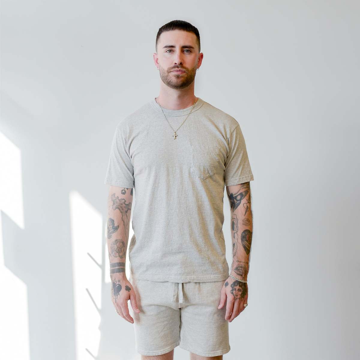 National Athletic Goods Pocket Tee Lightweight Mock Twist Jersey Ash Grey - Image 1 of 4
