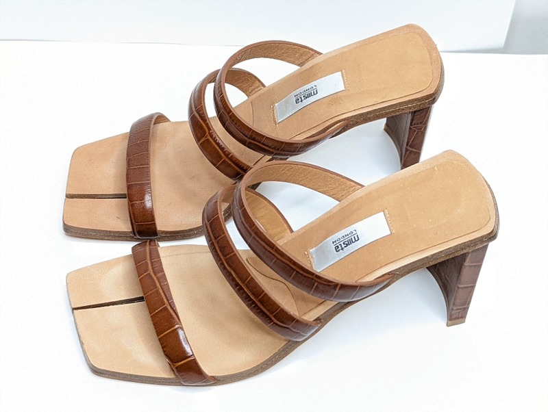 Miista Joanne Croc-Embossed Leather Sandal Clay