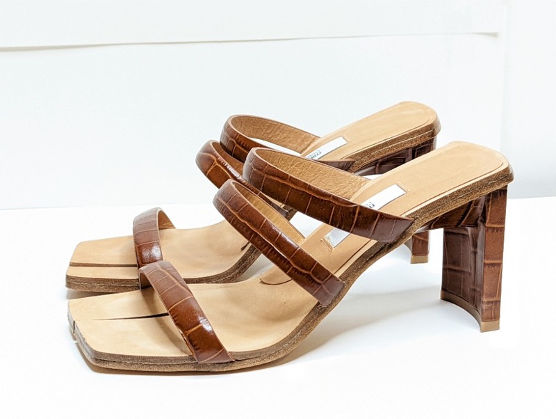 Miista Joanne Croc-Embossed Leather Sandal Clay