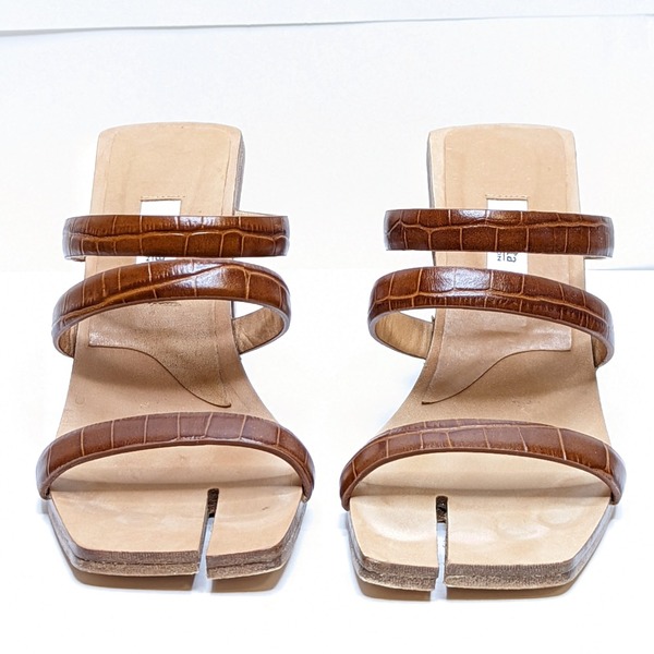 Miista Joanne Croc-Embossed Leather Sandal Clay