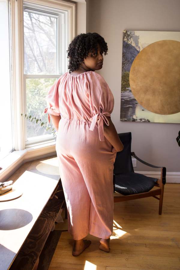 Eliza Faulkner Ramona Jumpsuit - Pink Linen | Garmentory