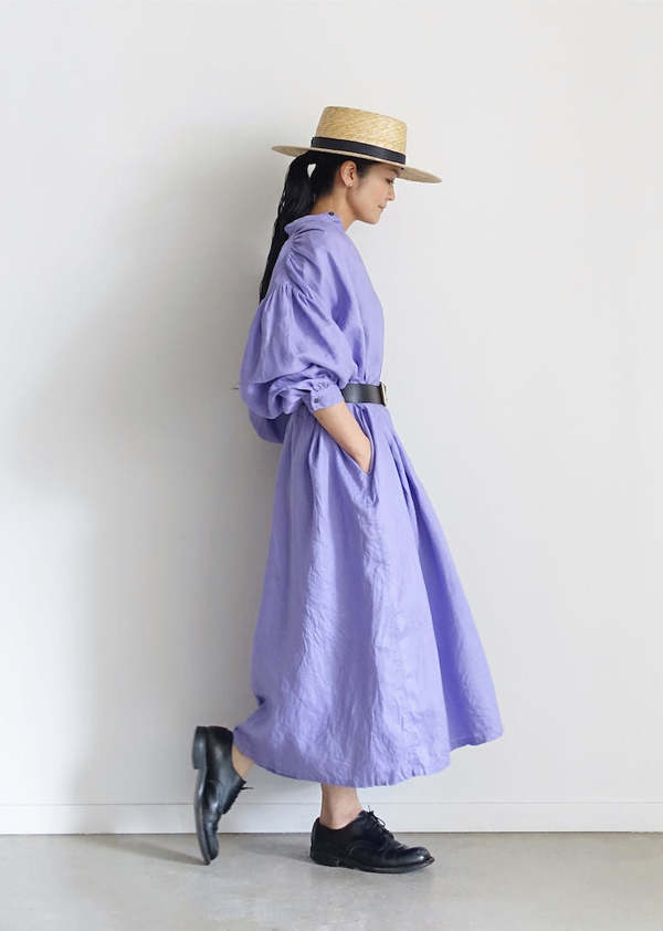 Ichi Antiquites Color Linen Dress - Lavender | Garmentory