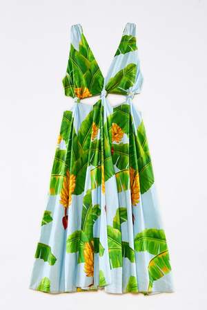 white christmas dresses Off-White Summer Foliage Strapless Midi Dress main image 1