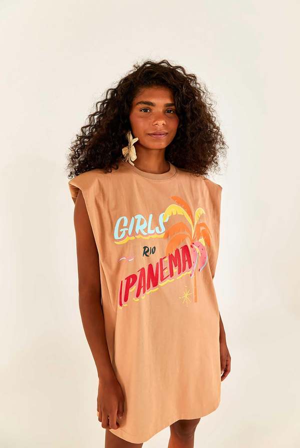 Farm Rio Rio Ipanema T-Shirt Dress - Brown on Garmentory Farm Rio Rio Ipanema T-Shirt Dress - Brown on Garmentory