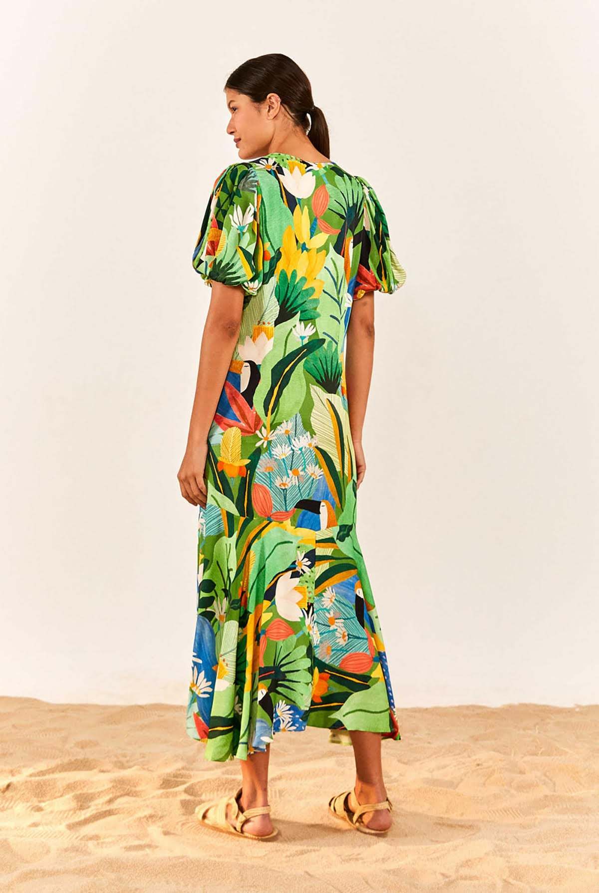 Farm Rio Vintage Toucans Button-Down Midi Dress - Multi | Garmentory