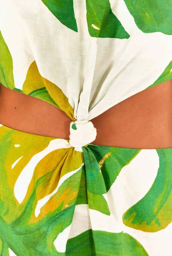 Farm Rio Monstera Knot Midi Dress - White Multi | Garmentory Farm Rio Monstera Knot Midi Dress - White Multi | Garmentory