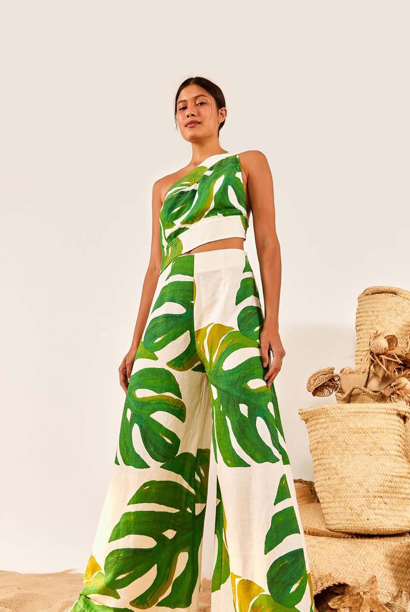 オールインワン・サロペット FARM RIO Women Jumpsuits 33211325050 White Farm Rio Monstera One Shoulder Jumpsuit - White Multi