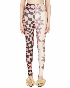 Chopova Lowena Leggins - Flowers/Checks Motif | Garmentory