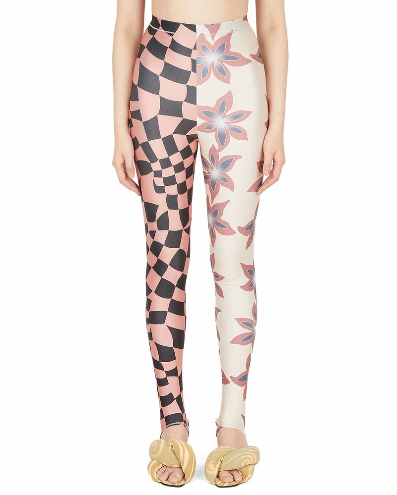 Chopova Lowena Leggins - Flowers/Checks Motif | Garmentory