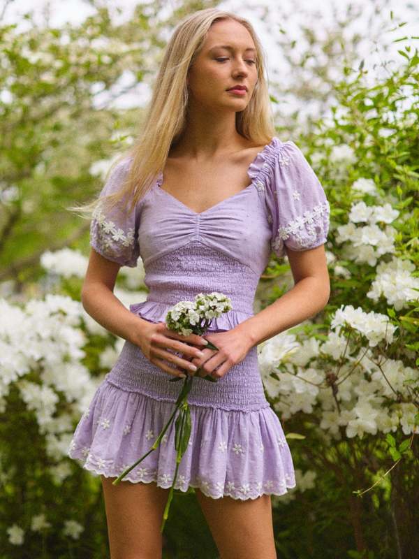 LoveShackFancy Jarrah Dress Purple Dawn on Garmentory