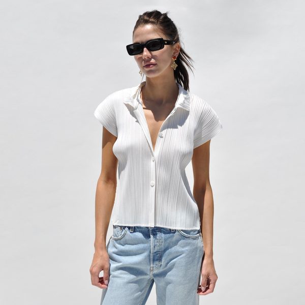Pleats Please by Issey Miyake May S/S Button Down Shirt - White