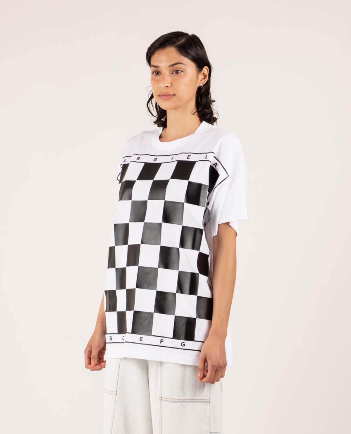 MM6◆OVERSIZED DISTORTED CHESS PRINT LONG SHIRT/M/S62CT0205 MM6/OVERSIZED DISTORTED CHESS PRINT LONG SHIRT/M/S62CT0205
