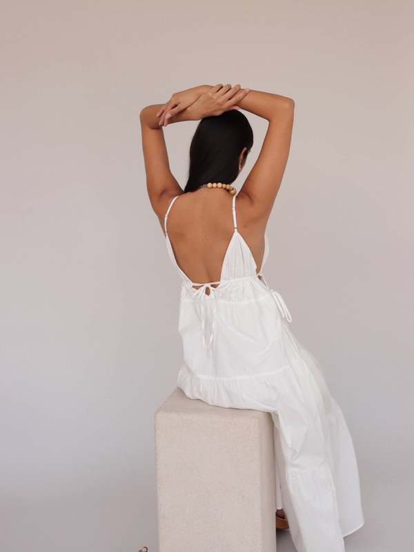 ASTR The Label Cotton Tired Maxi Dress - White | Garmentory