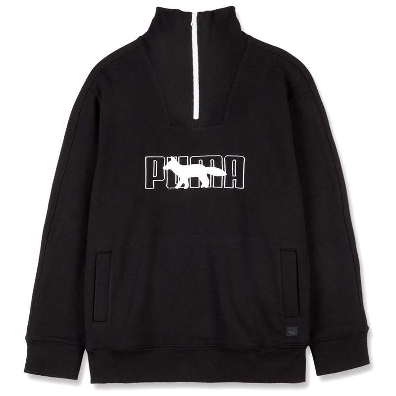 Puma x Maison Kitsune Half Zip Sweatshirt - Puma Black | Garmentory