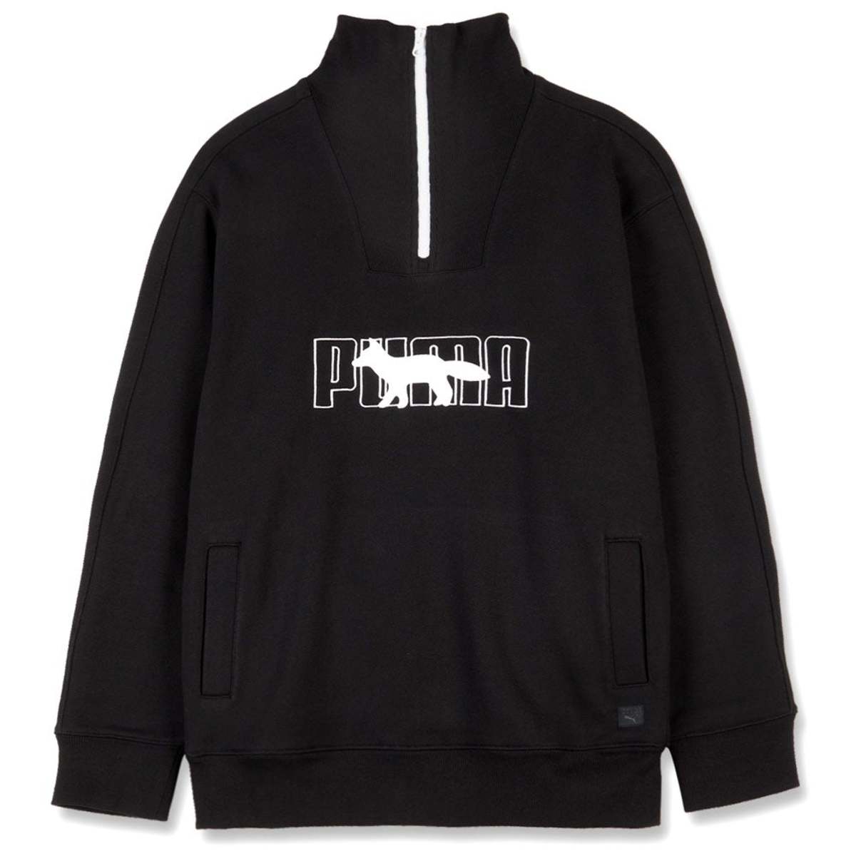 Puma x Maison Kitsune Half Zip Sweatshirt - Puma Black | Garmentory