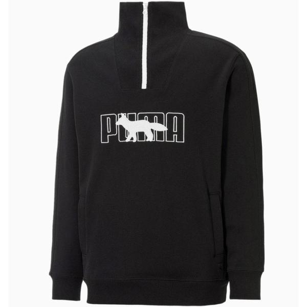 Puma x Maison Kitsune Half Zip Sweatshirt - Puma Black | Garmentory