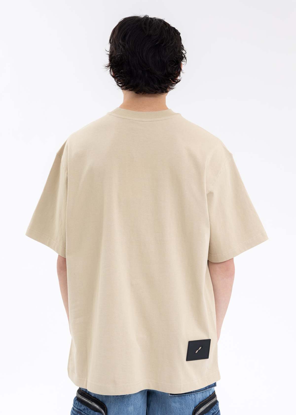 We11done Big Logo T-shirt - Beige Stripe | Garmentory